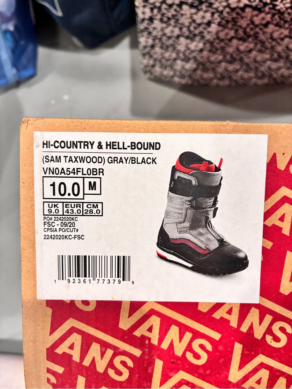 Vans Hi-Country & Hell-Bound Gray/Black Snowboard Boot NEVER WORN